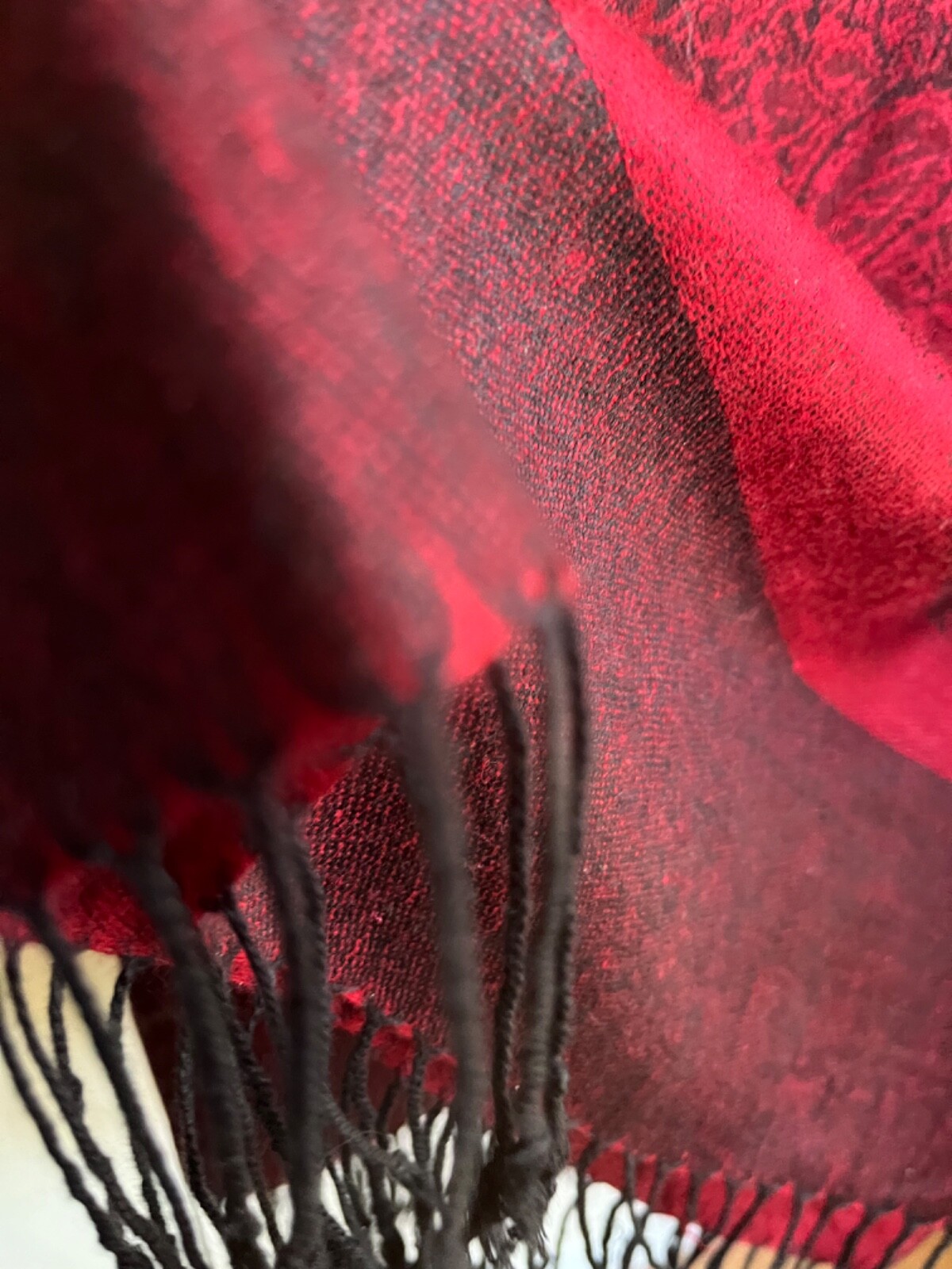 Pashmina nwot burgundy & black wrap scarf about 70 long paisley floral look