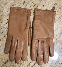 Vintage Size M 7 Brown Soft Leather Knit Lined 9" Gloves Lord Taylor