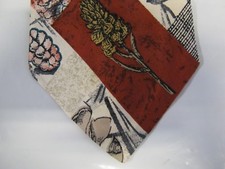 CC Hughes SILK Tie Necktie 58 x 4 red brown beige teal 13358