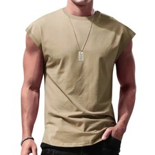 2025 Summer Men's tank top Casual pullover O-Neck Sleeveless undershirt Solid Co