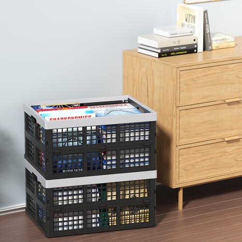 34 L Plastic Collapsible Storage Crate, Folding Plastic Crates, 4 Packs - 第 5/8 張圖片
