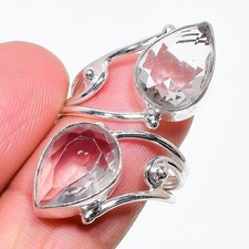 White Topaz Gemstone 925 Sterling Silver Jewelry Ring All Size For Gift