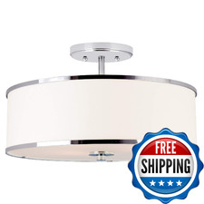 Kira Home Chloe 15 Modern Semi-Flush Mount Ceiling Light White Fabric Drum