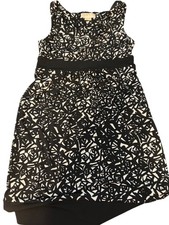 Michael Kors Black White Abstract Print Dress Sheath Sleeveless Size Small
