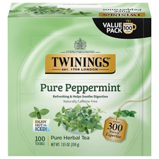 Pure Peppermint Herbal Tea Individually Wrapped Bags, 100 Count Pack of 1 , Fre