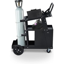 Heavy Duty 3 Tier Welding Cart W/ 360&deg; Swivel Wheels Tank Storage Safety Chains