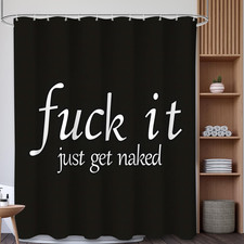 Get Naked Shower Curtain Bathroom Set, Funny Black Durable Waterproof Polyester