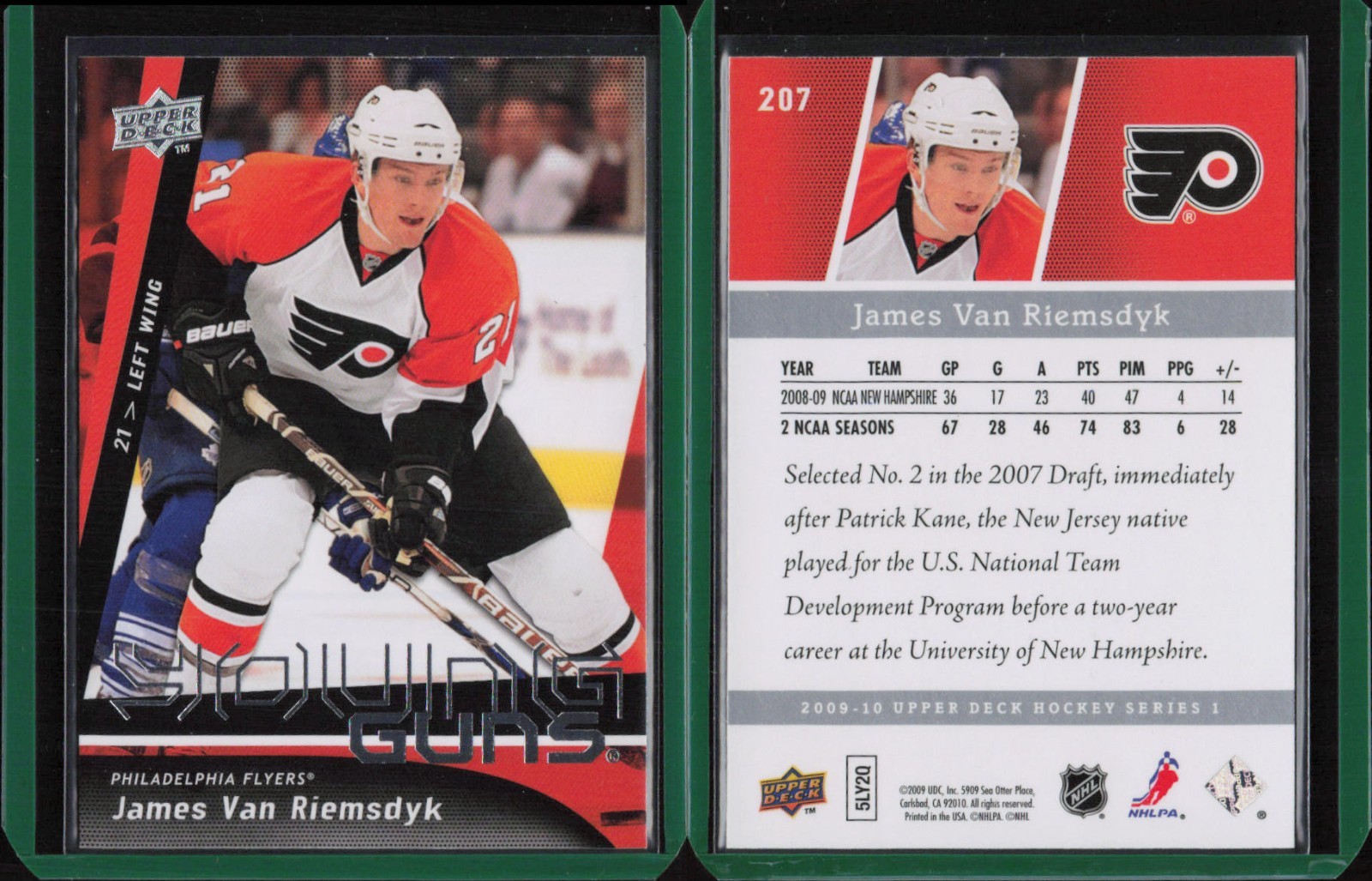 09/10 2009/10 Upper Deck Young Guns RC #207 James Van Riemsdyk Detroit Red Wings