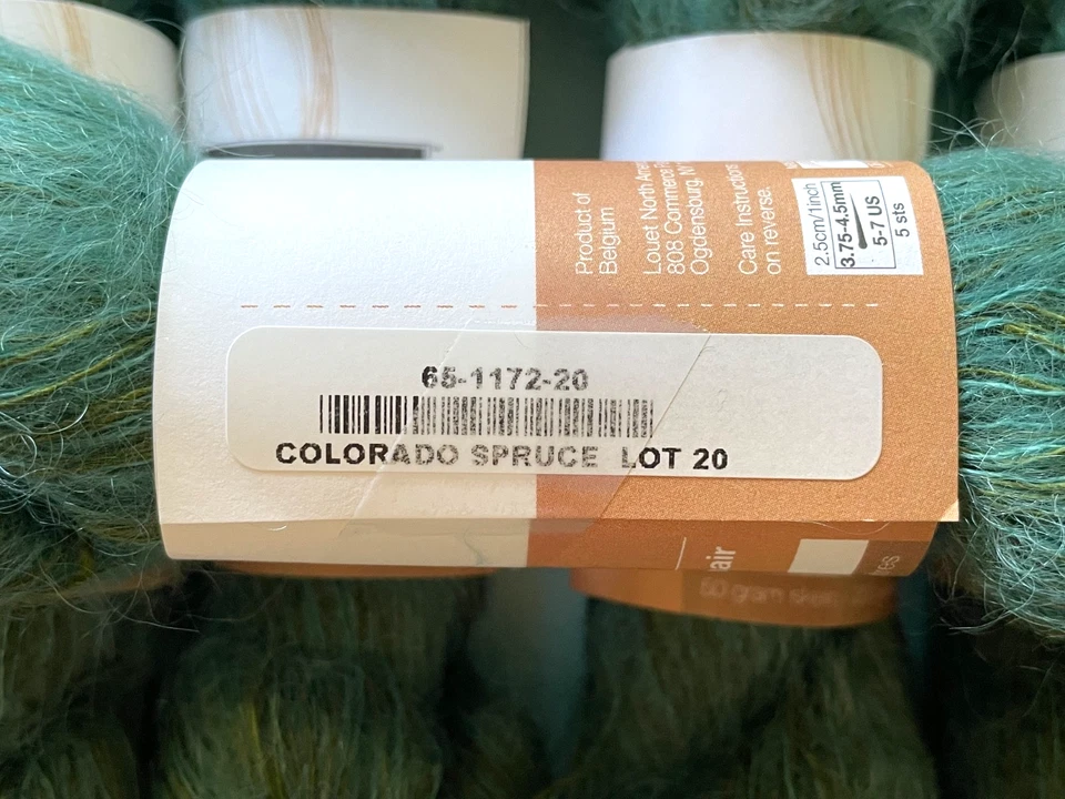 Lote de 5 / Louet KIDLIN Lino Mohair Encaje Peso Hilos - Abeto Colorado #1172 Foto 2 de 3