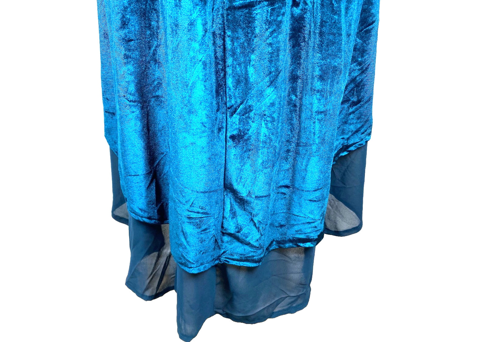 Urban Coco Teal Velvet Duster Open Cardigan Size L Chiffon Layer image 4