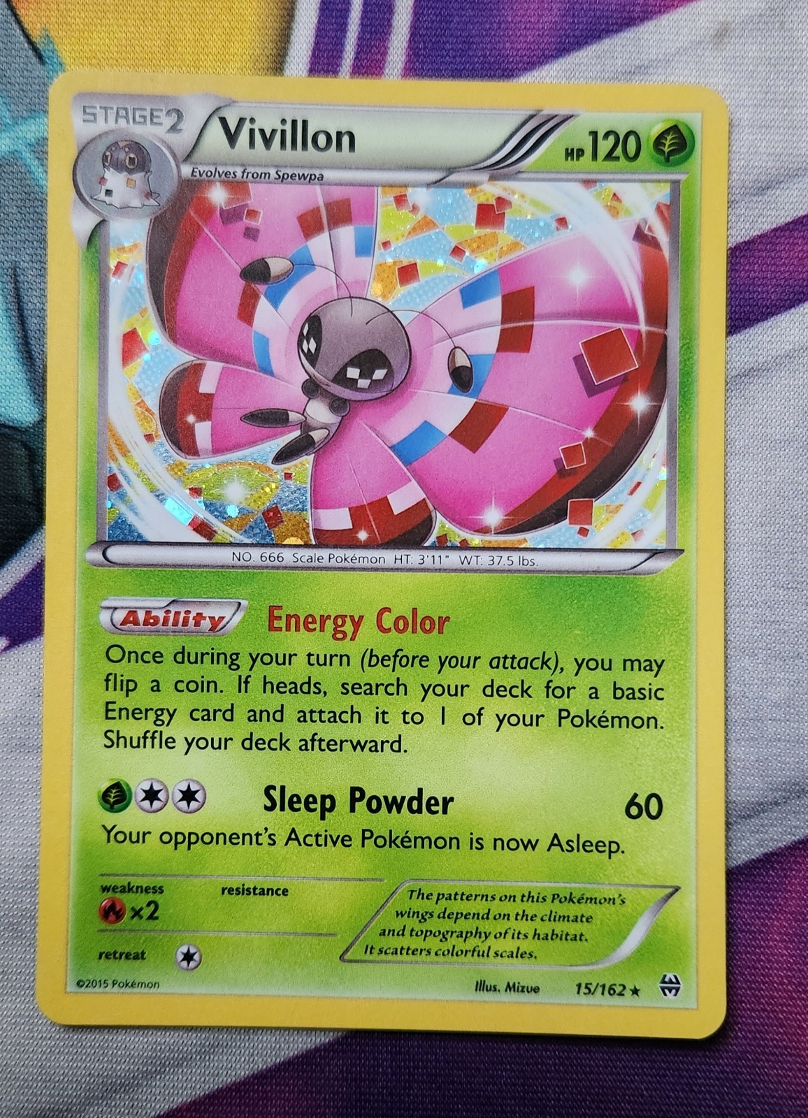 Vivillon 15/162 Breakthrough Holo Mint Condition