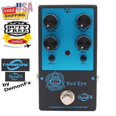 Fanmuzk / DemonFx Red Eye Analog Bass Drive Distortion Pedal with Blend Control