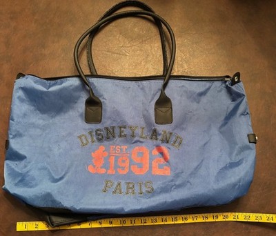 Disneyland Paris Duffle Travel Gym Bag  Established 1992'' Blue & Red Used
