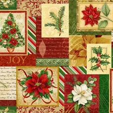 CHRISTMAS BLOOM PATCHWORK BY MICHAEL MILLER POINSETTIAS COTTON FABRIC HALF YARD