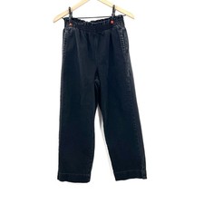 American Eagle AEO high rise elastic waist baggy wide leg jeans charcoal black 4