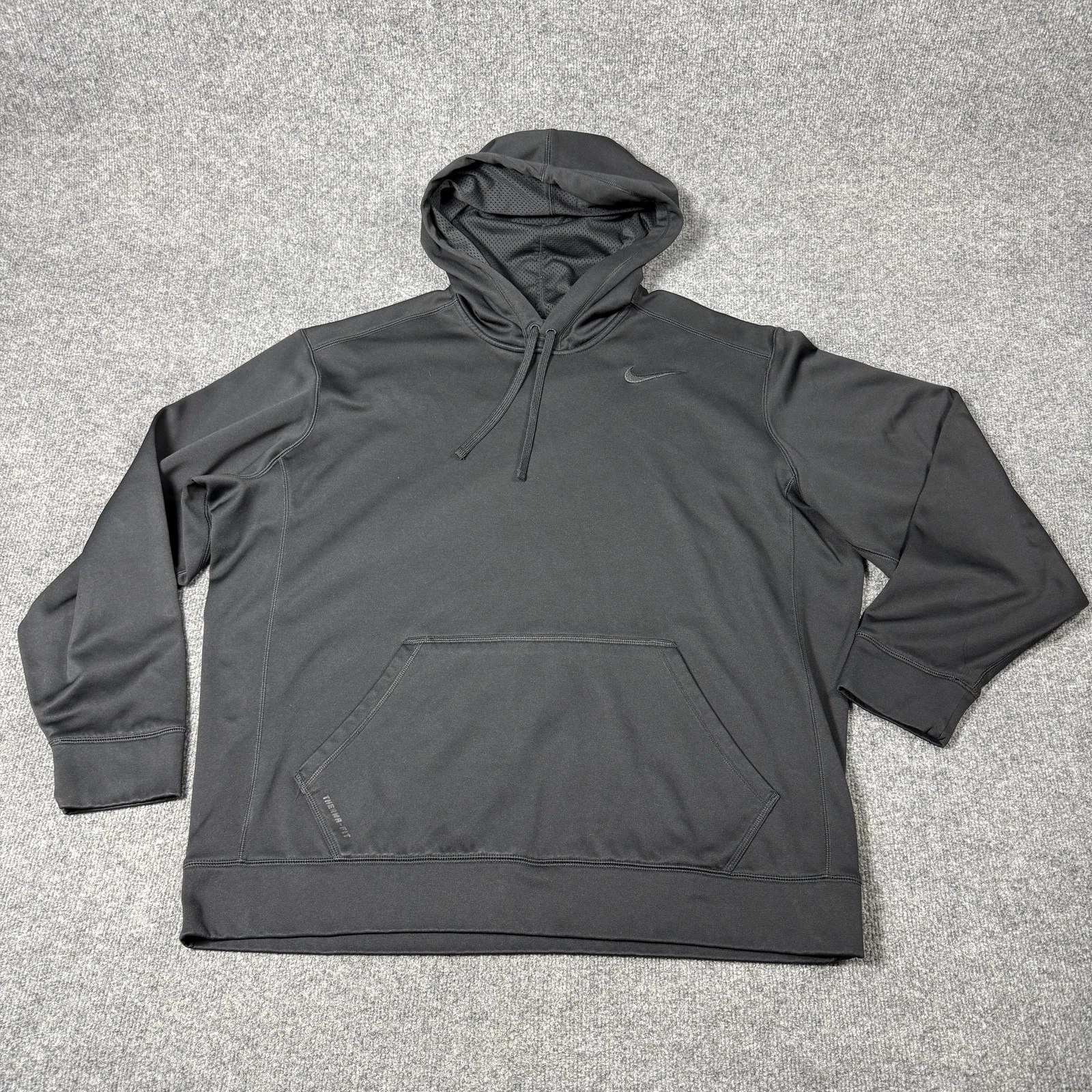 Nike Therma-FIT Hoodie Mens 2XL Gray Pullover Fleece Sweatshirt Swoosh Logo