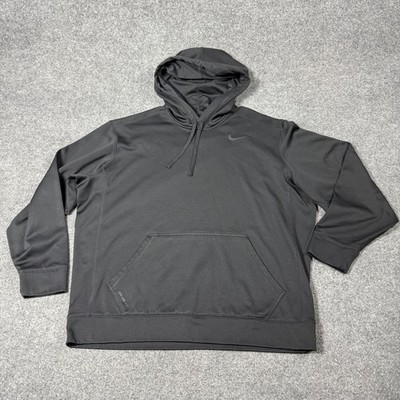 Nike Therma-FIT Hoodie Mens 2XL Gray Pullover Fleece Sweatshirt Swoosh Logo