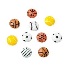 60pcs Basketball Football Resin Cabochon Round Flatback Charm Decor for Crafting