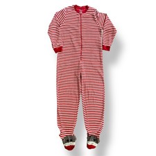 Nick Nora Sock Monkey One Piece Striped Front Zip Footed Pajamas Size Adult M