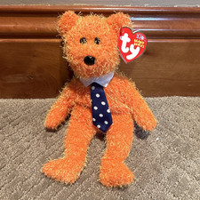 Ty Beanie Babies Pappa Orange Bear Plush w/ Tie 2002 Vintage
