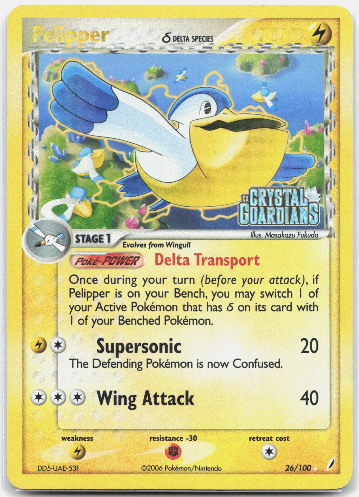 Pelipper (Delta Species) Rare Crystal Guardians CG Lightning Reverse Holo 26/100