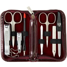 3 Swords Germany Brand Quality 8 piece Manicure Burgundy - Laquered