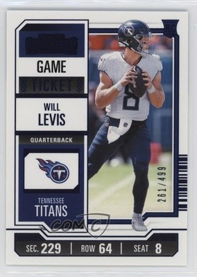 2023 Panini Contenders Blue Game Ticket 261/499 Will Levis #97 Rookie RC 0w90