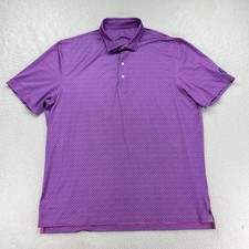 Johnnie O Polo Shirt Mens XL Purple All Over Print Golf Performance Sleeve Logo