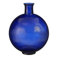 Mica Decorations Firenza Glasflasche - H42 X Ø34 Cm - Recyceltes Glas - Dunkelbl
