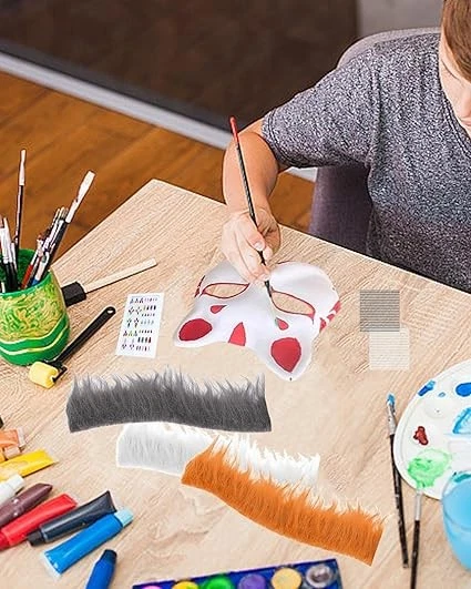 Cat Therian Mask with Fur and Eye Mesh DIY Cosplay Mask - Image 2 of 3