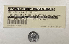 UNUSED EXPIRED &ldquo;Disneyland  ReAdmission Card&rdquo; November 19 2002