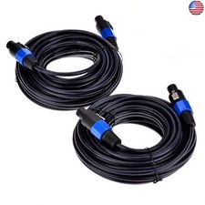 2Pack 10 ft Male Speakon to Speakon Cables, Professional 12 Guage AWG Audio