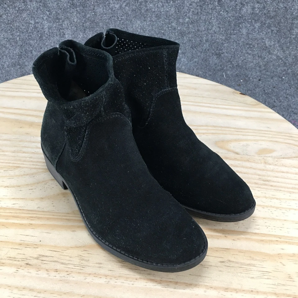 Botas Nine West para mujer 7M negras Bond3y botín al tobillo tacón cremallera gamuza perforada Foto 3 de 4