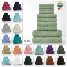 GREY 100% EGYPTIAN COTTON TOWEL BALE SET 10 PC HAND FACE BATH TOWELS BATHROOM