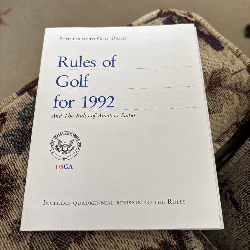 1992 USGA Rules Of Golf Booklet