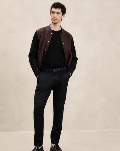 Pantalone chino Banana Republic Core Temp slim fit nero 33 x 30 nuovo con etichetta - Foto 1 di 6