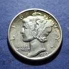 1927 Mercury Dime  AU details