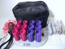 Vintage Calista S12-BASE Ion Hot Rollers Set w 12 Curlers 11 Clips and Case
