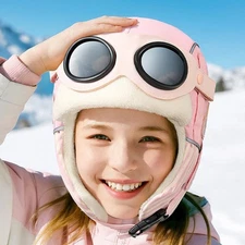 Children's Hat with Thickened Fleece Lining Cold Protection Eye Shiel;; and W7X7