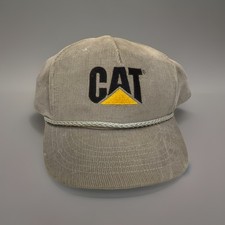 Vintage CAT Caterpillar Gray Corduroy Hat MADE IN USA RARE