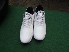 Ram Golf Player Mens Waterproof Golf Shoes White with Red Size UK Size 9