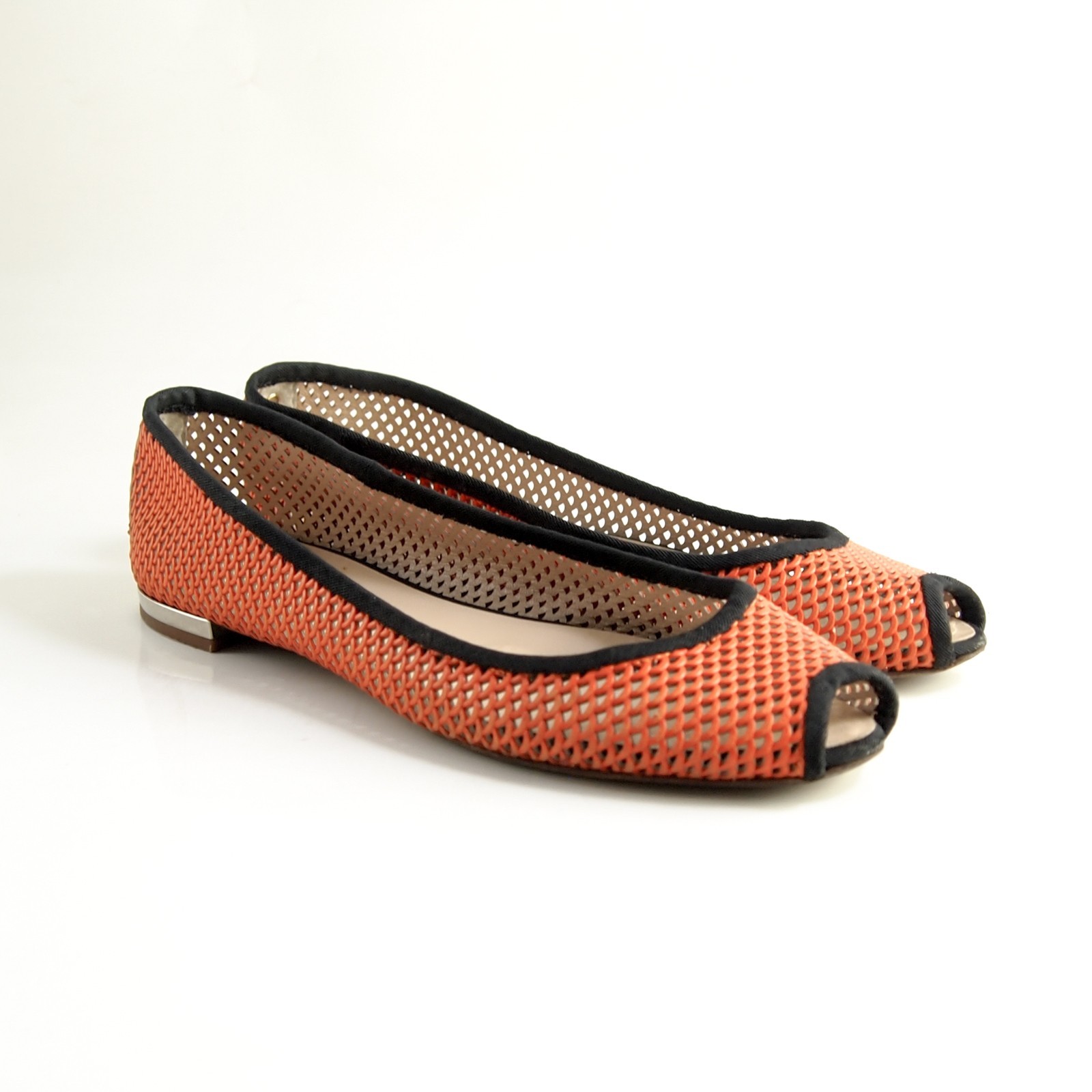 Zanotti Planos 36US 6 Piel Naranja Punta Abierta Mujer Zapatillas de Ballet