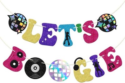 Let's Boogie Disco Party Banner Decorations 70's 80's 90's Party Decor 2.6 ft