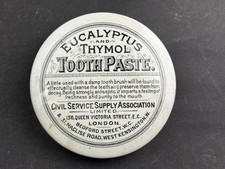 61157 Old Vintage Antique Ironstone Printed Pot Lid Tooth Paste London Civil Ser