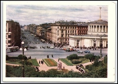 VINTAGE 1959 Newski-Prospekt Aufstandsplatz Leningrader Straßenszene...