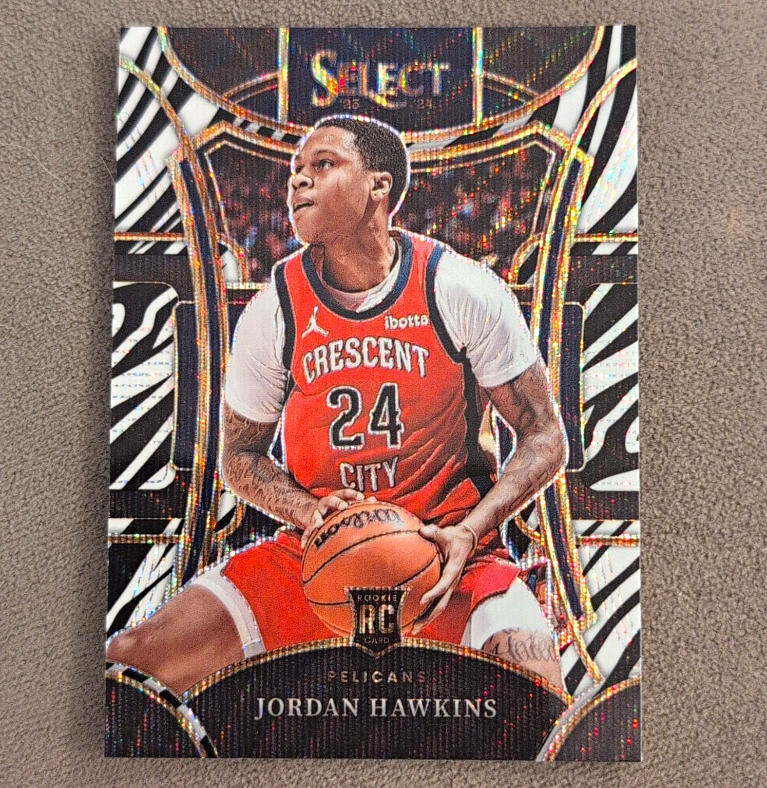Panini 2023-24 Select Jordan Hawkins Pelicans #334 Mezzanine Zebra Prizm RC