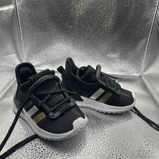 Adidas Toddler Sneakers U Path Run shoe in a black silver gold color-way 5k