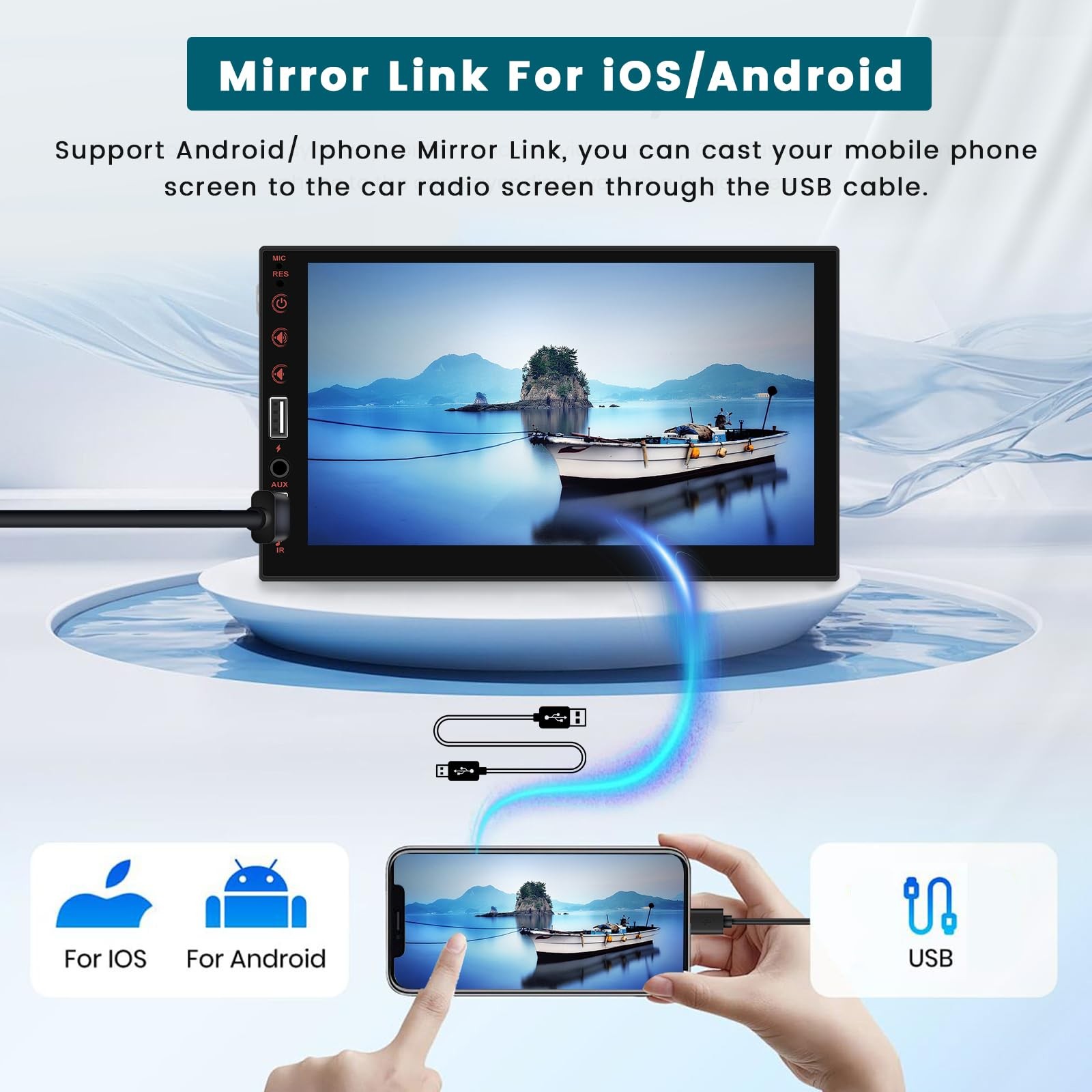 Autoradio 1 Din 7 Pollici Ohradio Wireless CarPlay Android Auto Bluetooth - 4