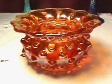 "HOBNAIL" LADIES SPITTOON SUPER DARK MARIGOLD CARNIVAL GLASS BY: MILLERSBURG.