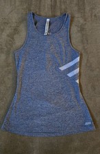 Lorna Jane Heather Blue Athletic Tank W White Stripe Detail Open Back Size M
